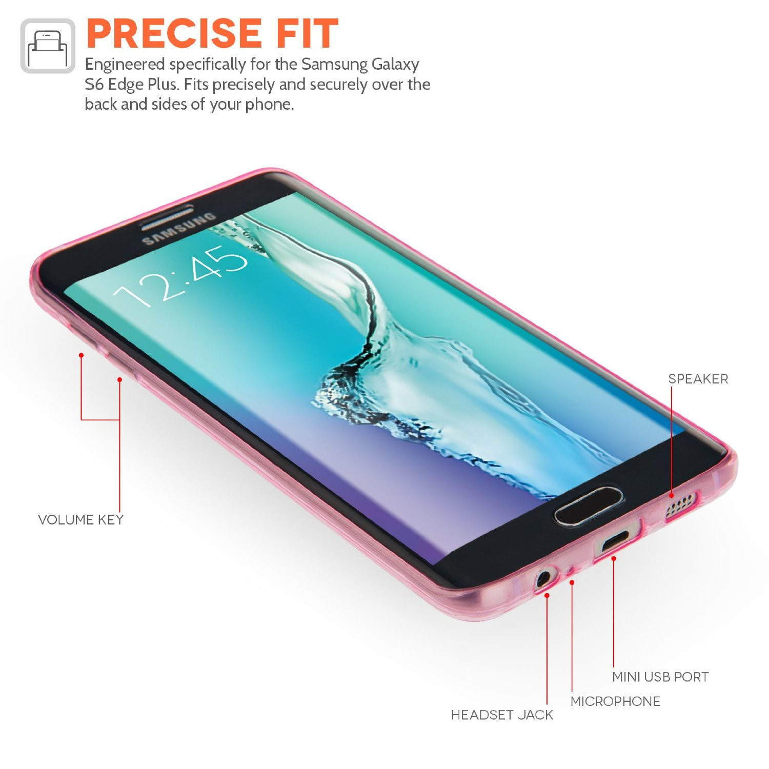 Ημιδιάφανη θήκη σιλικόνης ροζ για Samsung Galaxy S6 Edge 