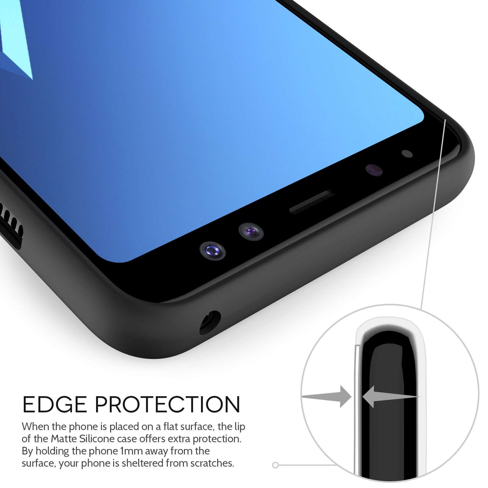 Θήκη σιλικόνης για Samsung Galaxy A8 (2018) μαύρη ματ by Caseflex
