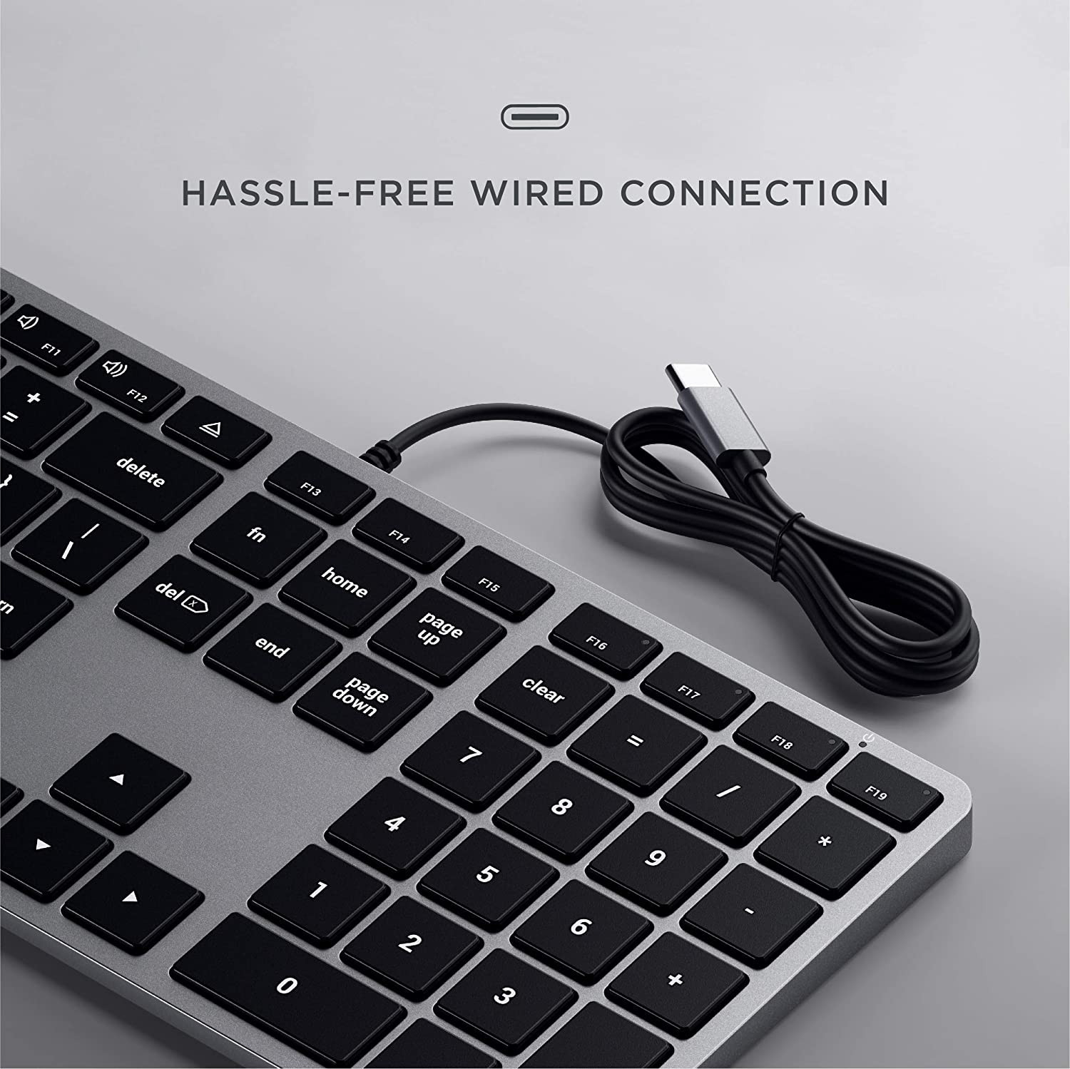 Satechi Slim W3 Wired Backlit Keyboard για Mac - Ενσύρματο Πληκτρολόγιο Αλουμινίου - Space Grey (ST-UCSW3M)