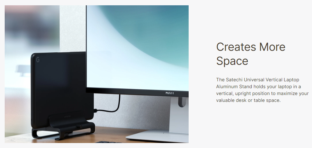 Satechi Universal Aluminum Vertical Laptop Stand - Βάση Στήριξης για Laptop&Tablet - Jet Black (ST-ALVLSK)