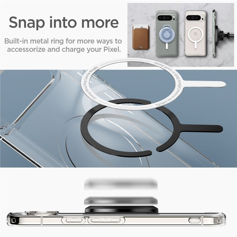 Σκληρή Ανθεκτική MagSafe Θήκη - Google Pixel 9 Pro - Spigen Ultra Hybrid OneTap Metal Ring MagFit - White (ACS07686)