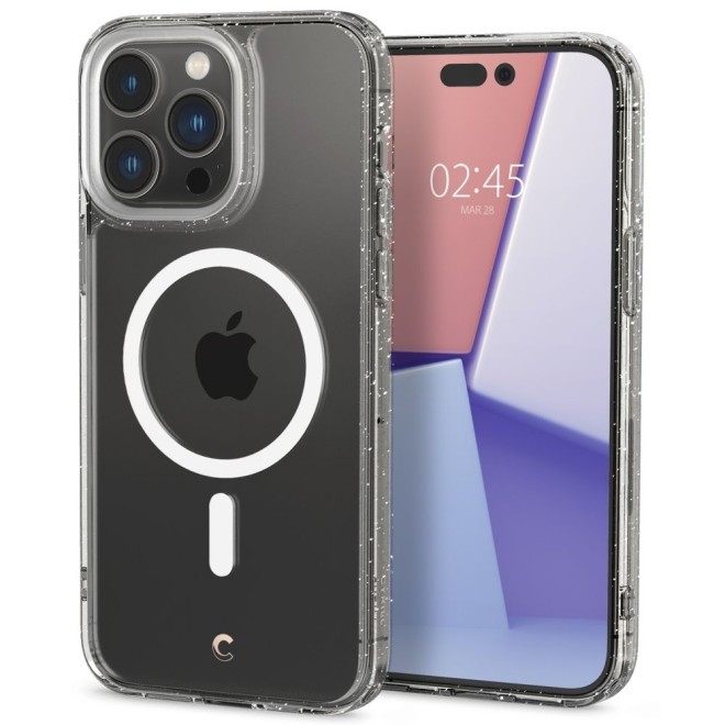 Spigen Cyrill Shine Mag - Σετ Θήκη MagSafe / 2 x Tempered Glass / Λουράκι Χειρός - Apple iPhone 14 Pro - Clear Glitter (ACS05020)
