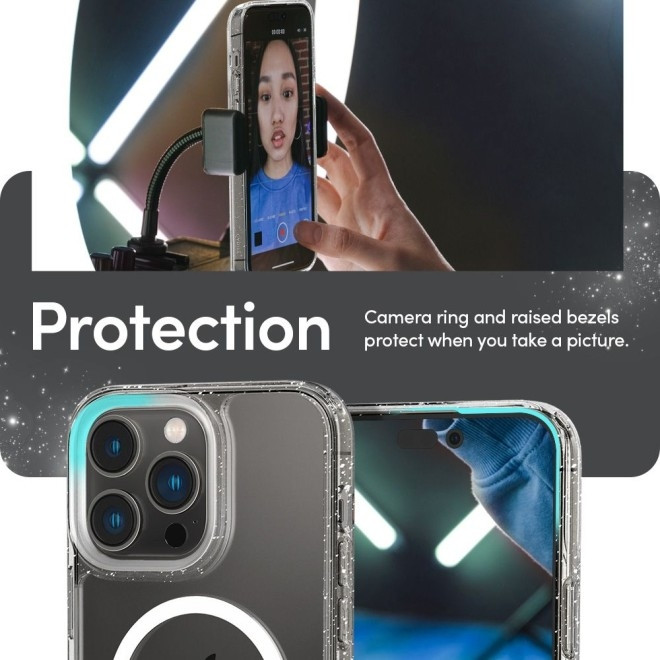 Spigen Cyrill Shine Mag - Σετ Θήκη MagSafe / 2 x Tempered Glass / Λουράκι Χειρός - Apple iPhone 14 Pro - Clear Glitter (ACS05020)