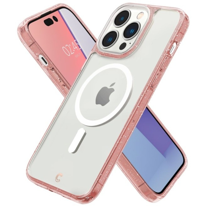 Spigen Cyrill Shine Mag - Σετ Θήκη MagSafe / 2 x Tempered Glass / Λουράκι Χειρός - Apple iPhone 14 Pro - Rose Glitter (ACS05021)