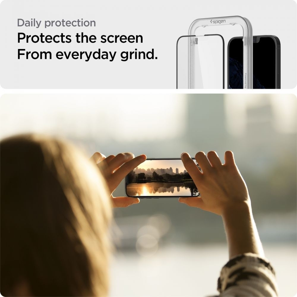 Spigen GLAS.tR ALIGNmaster - Αντιχαρακτικό Fullface Γυάλινο Tempered Glass Apple iPhone 13 Pro Max - 2 Τεμάχια - Black (AGL03377)