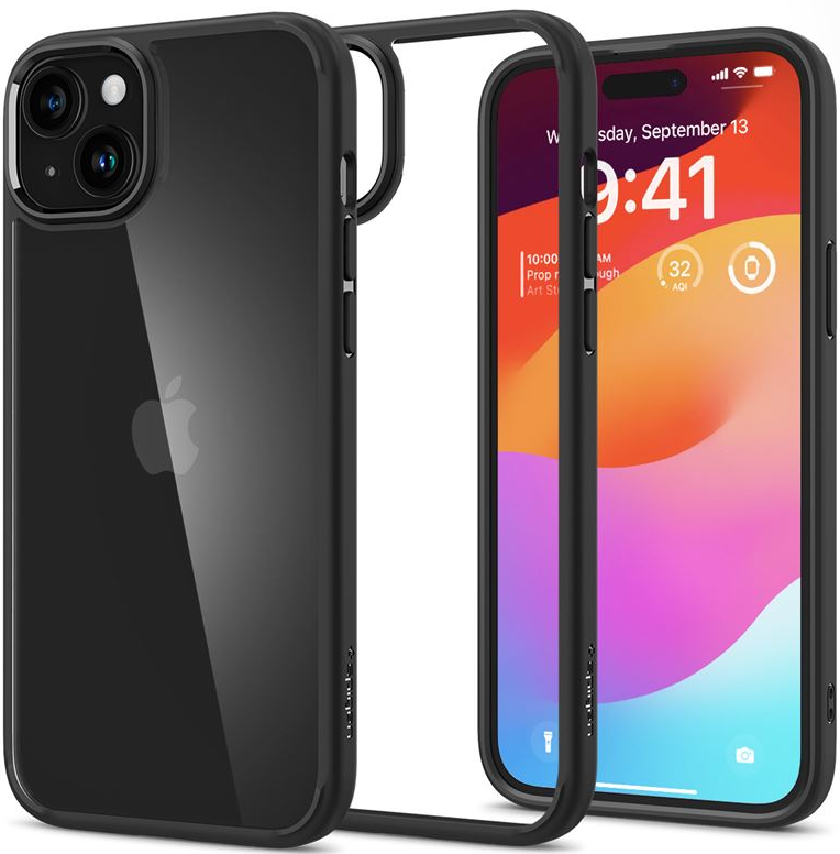 Spigen Crystal Hybrid - Διάφανη Θήκη Apple iPhone 15 Plus - Matte Black (ACS06462)
