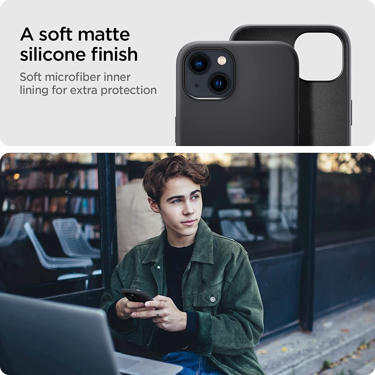 Spigen Θήκη Silicone Fit Apple iPhone 13 mini - Black (ACS03339