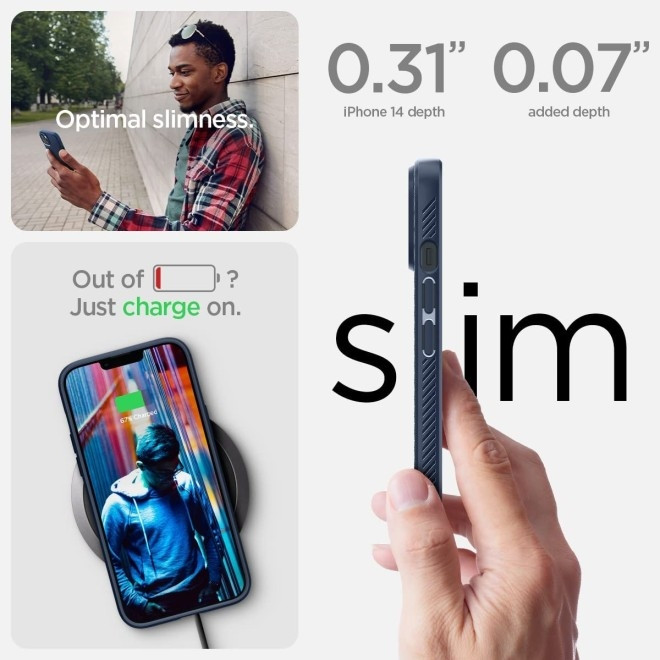 Spigen Θήκη Σιλικόνης Liquid Air - Apple iPhone 14 - Navy Blue (ACS05038)
