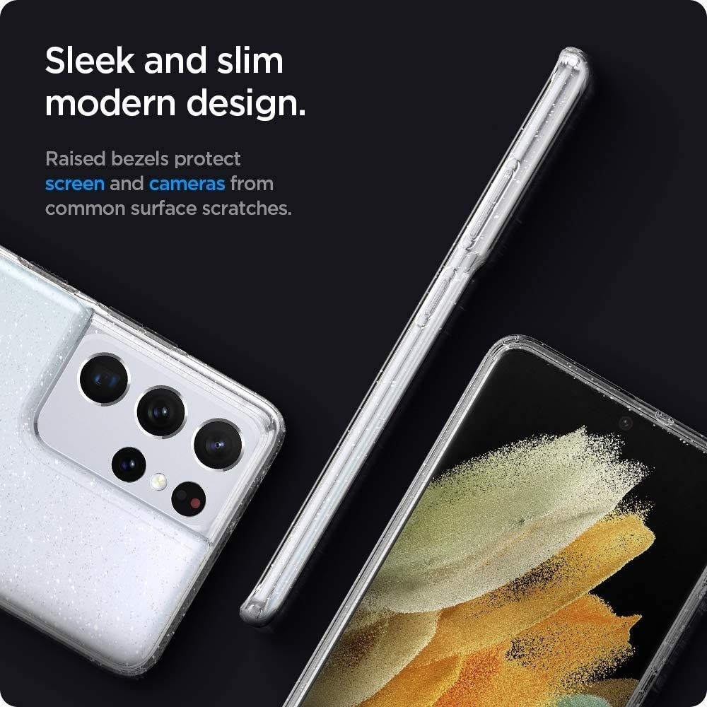 Spigen Θήκη Σιλικόνης Liquid Crystal Glitter - Samsung Galaxy S21 Ultra 5G - Crystal Quartz (ACS02348)