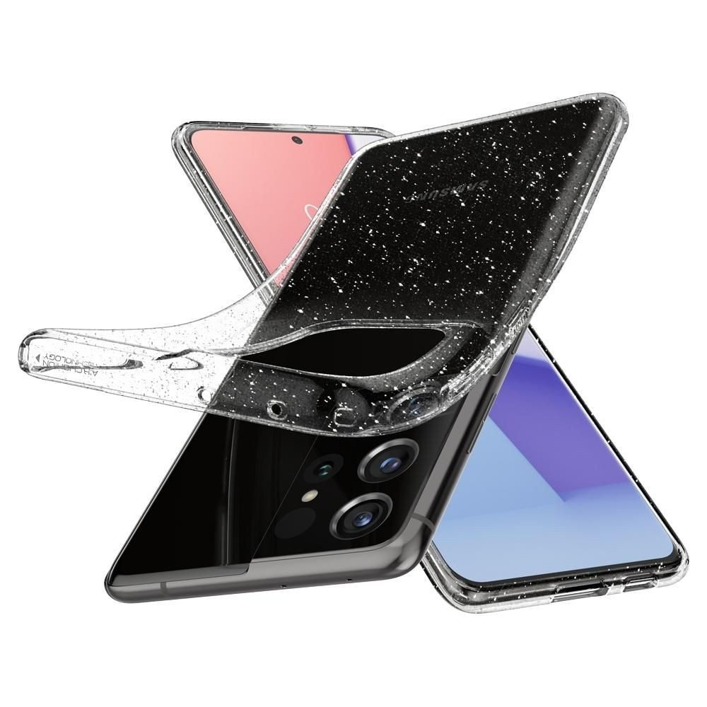 Spigen Θήκη Σιλικόνης Liquid Crystal Glitter - Samsung Galaxy S21 Ultra 5G - Crystal Quartz (ACS02348)