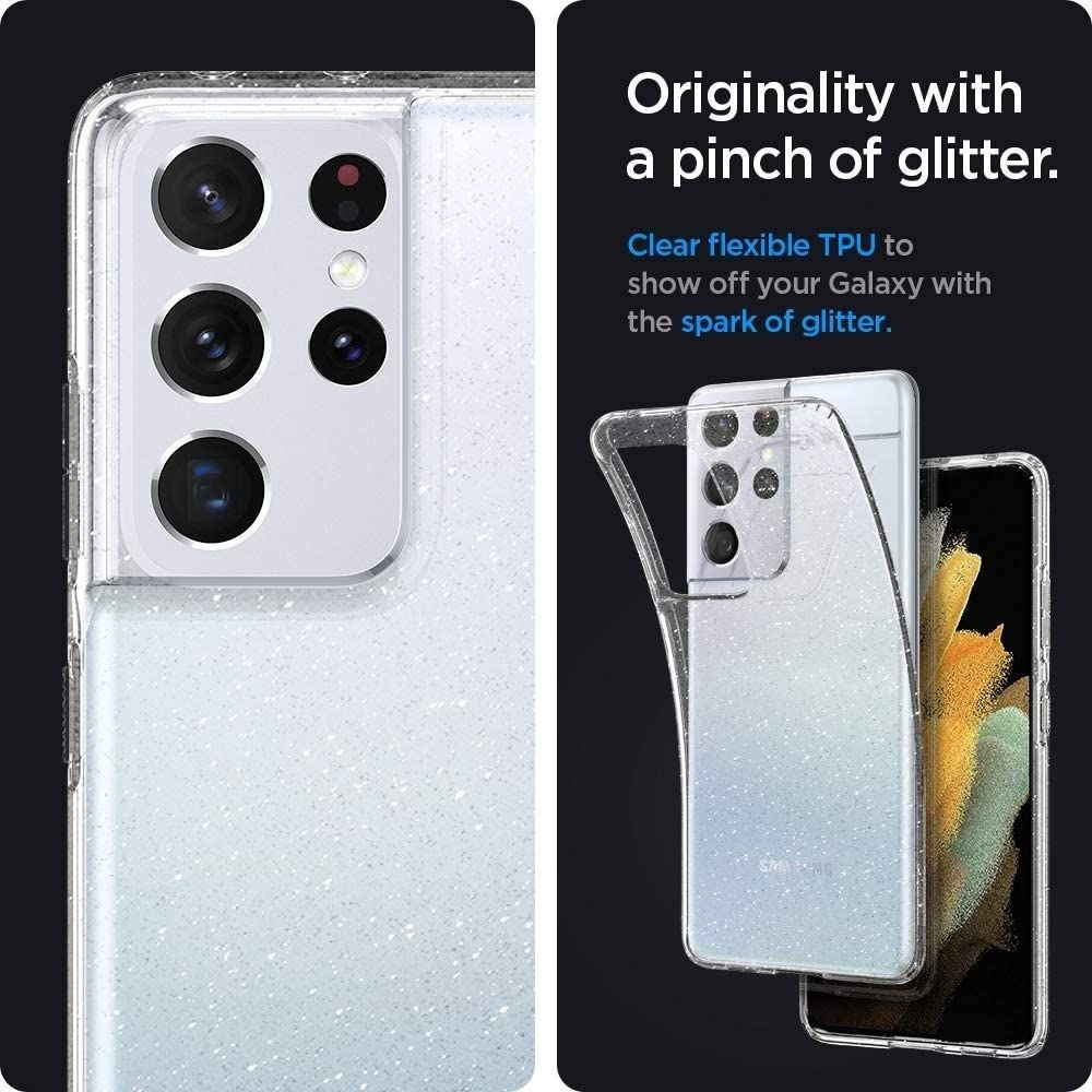 Spigen Θήκη Σιλικόνης Liquid Crystal Glitter - Samsung Galaxy S21 Ultra 5G - Crystal Quartz (ACS02348)