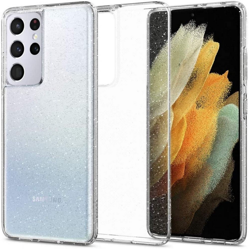 Spigen Θήκη Σιλικόνης Liquid Crystal Glitter - Samsung Galaxy S21 Ultra 5G - Crystal Quartz (ACS02348)