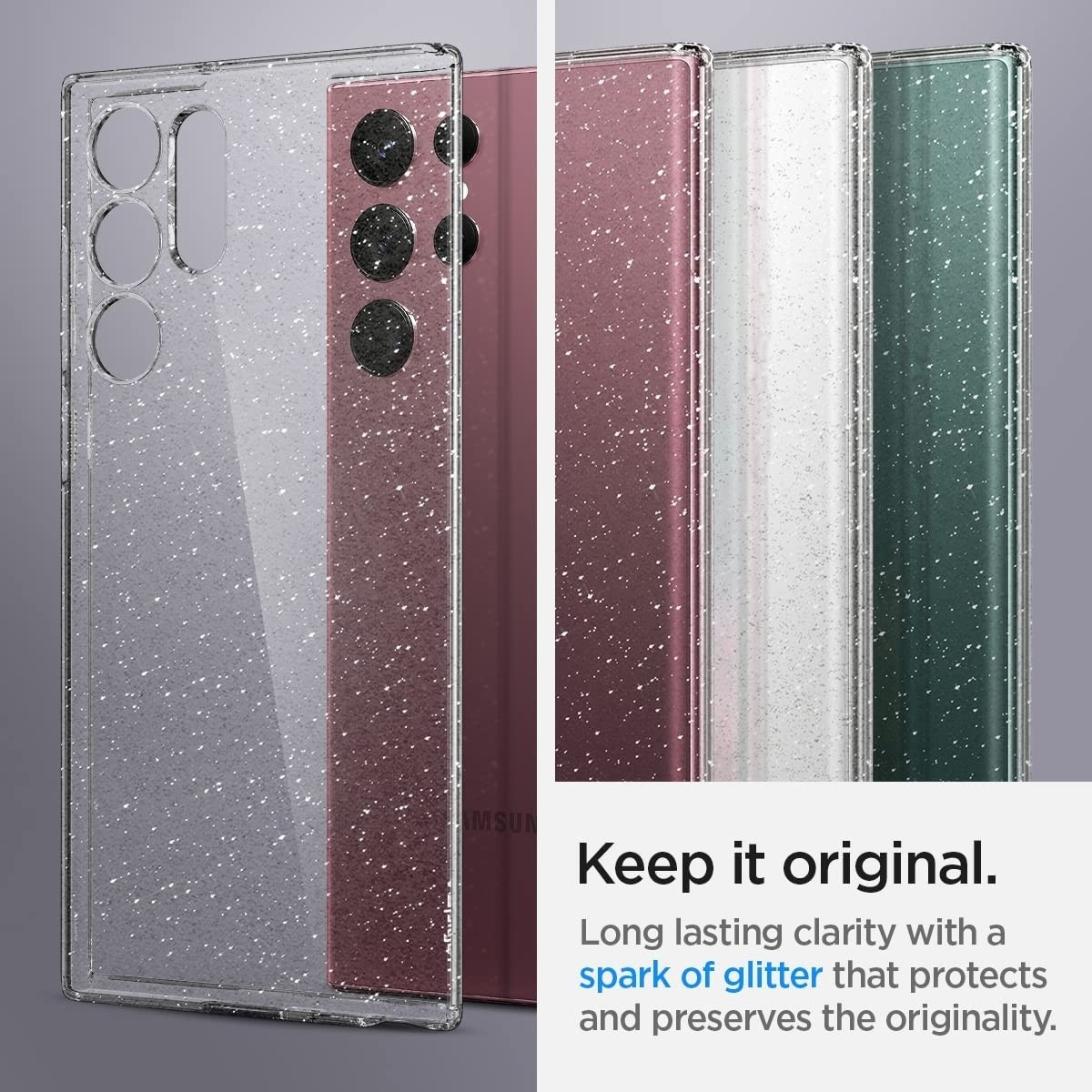 Spigen Θήκη Σιλικόνης Liquid Crystal Glitter - Samsung Galaxy S22 Ultra 5G - Crystal Quartz (ACS03913)