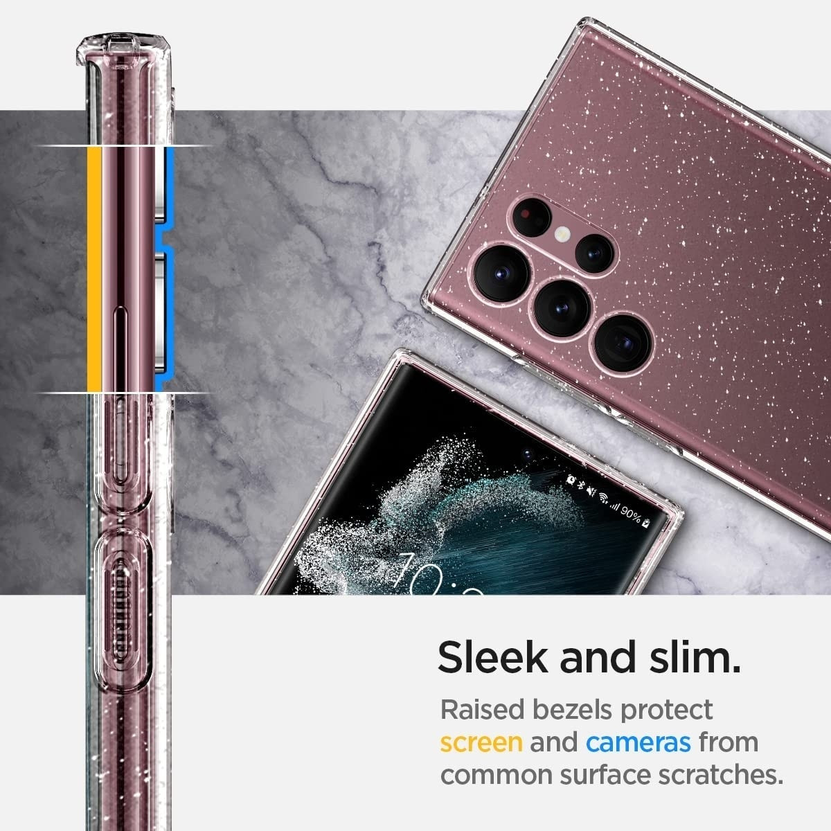Spigen Θήκη Σιλικόνης Liquid Crystal Glitter - Samsung Galaxy S22 Ultra 5G - Crystal Quartz (ACS03913)