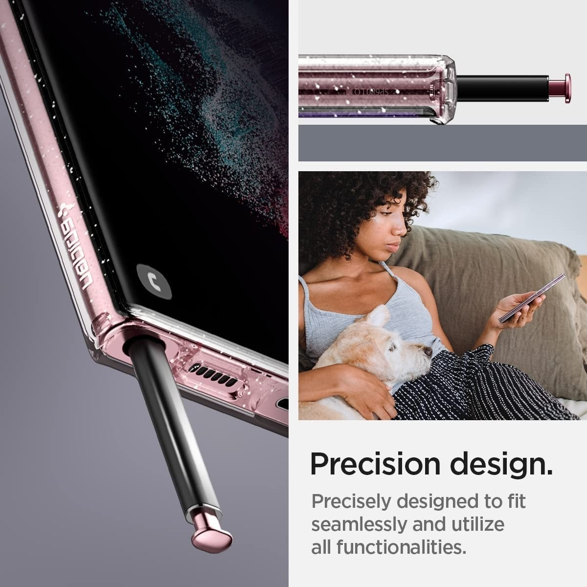 Spigen Θήκη Σιλικόνης Liquid Crystal Glitter - Samsung Galaxy S22 Ultra 5G - Crystal Quartz (ACS03913)