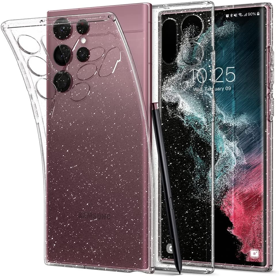 Spigen Θήκη Σιλικόνης Liquid Crystal Glitter - Samsung Galaxy S22 Ultra 5G - Crystal Quartz (ACS03913)