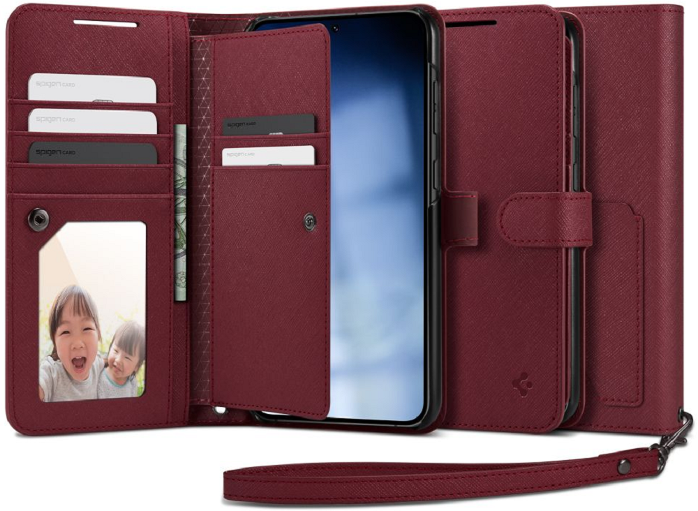 Spigen Wallet S Plus - Θήκη Πορτοφόλι Samsung Galaxy S23 Plus με Αποσπώμενο Λουράκι Χειρός - Burgundy (ACS05678)