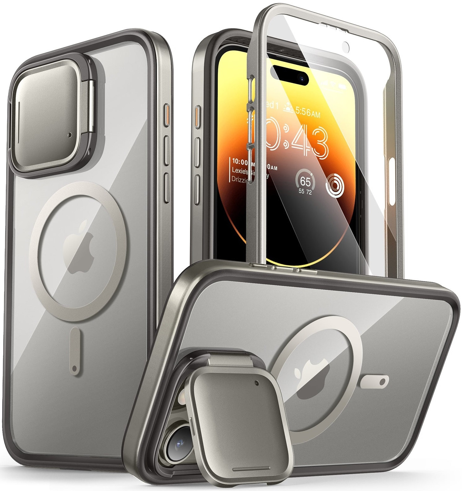 Supcase i-Blason Shield Mag - Full Body Ανθεκτική Διάφανη Θήκη MagSafe με Κάλυμμα για την Κάμερα - Apple iPhone 15 Pro Max - Titan Gray (843439137011)
