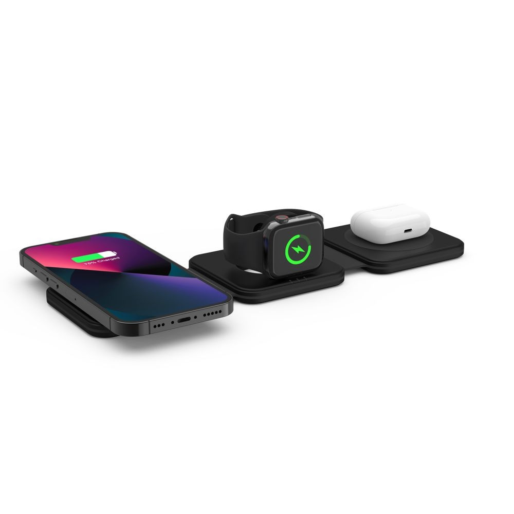 Tech-Protect A24 3 in 1 Wireless Charger - Αναδιπλούμενος Μαγνητικός Ασύρματος Φόρτισης MagSafe για iPhone 15 / 14 / 13 / 12 / Airpods / Apple Watch - 15W - Black (9490713934418)