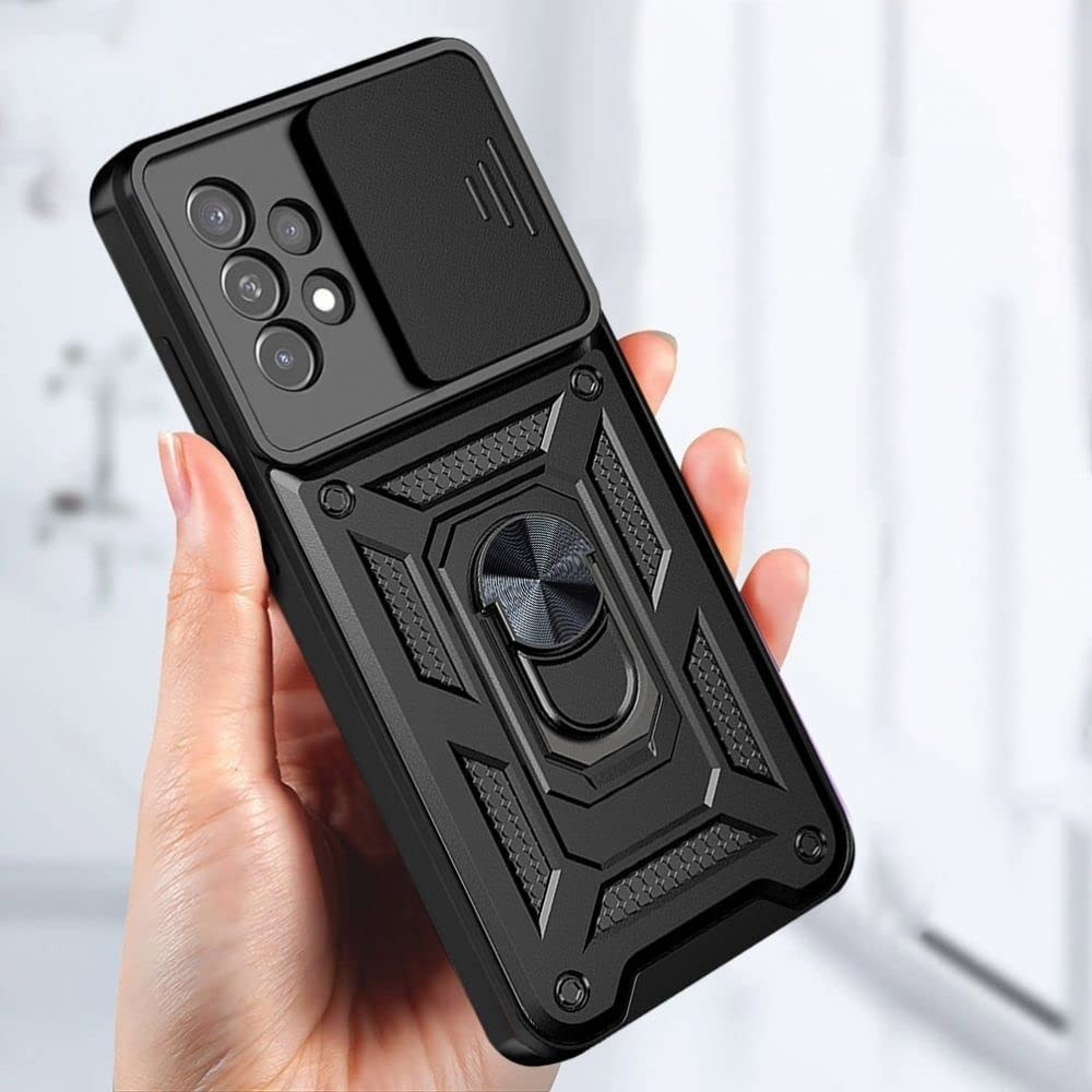 Tech-Protect Camshield Pro - Ανθεκτική Θήκη Samsung Galaxy A13 4G με Κάλυμμα για την Κάμερα & Μεταλλικό Ring Holder - Black (9589046921858)