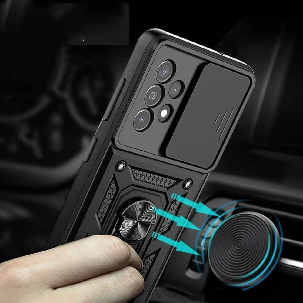 Tech-Protect Camshield Pro - Ανθεκτική Θήκη Samsung Galaxy A53 5G με Κάλυμμα για την Κάμερα & Μεταλλικό Ring Holder - Black (9589046921827)