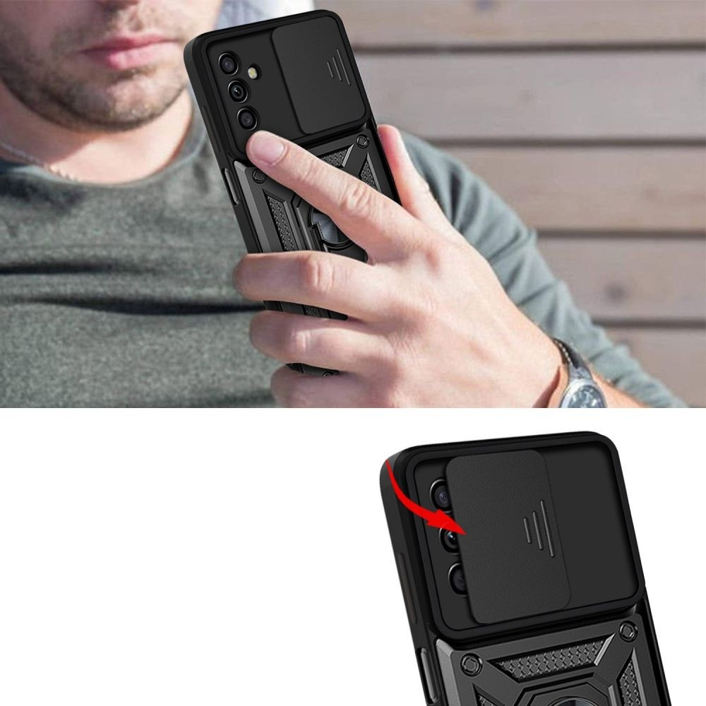 Tech-Protect Camshield Pro - Ανθεκτική Θήκη Samsung Galaxy M23 με Κάλυμμα για την Κάμερα & Μεταλλικό Ring Holder - Black (9589046922305)
