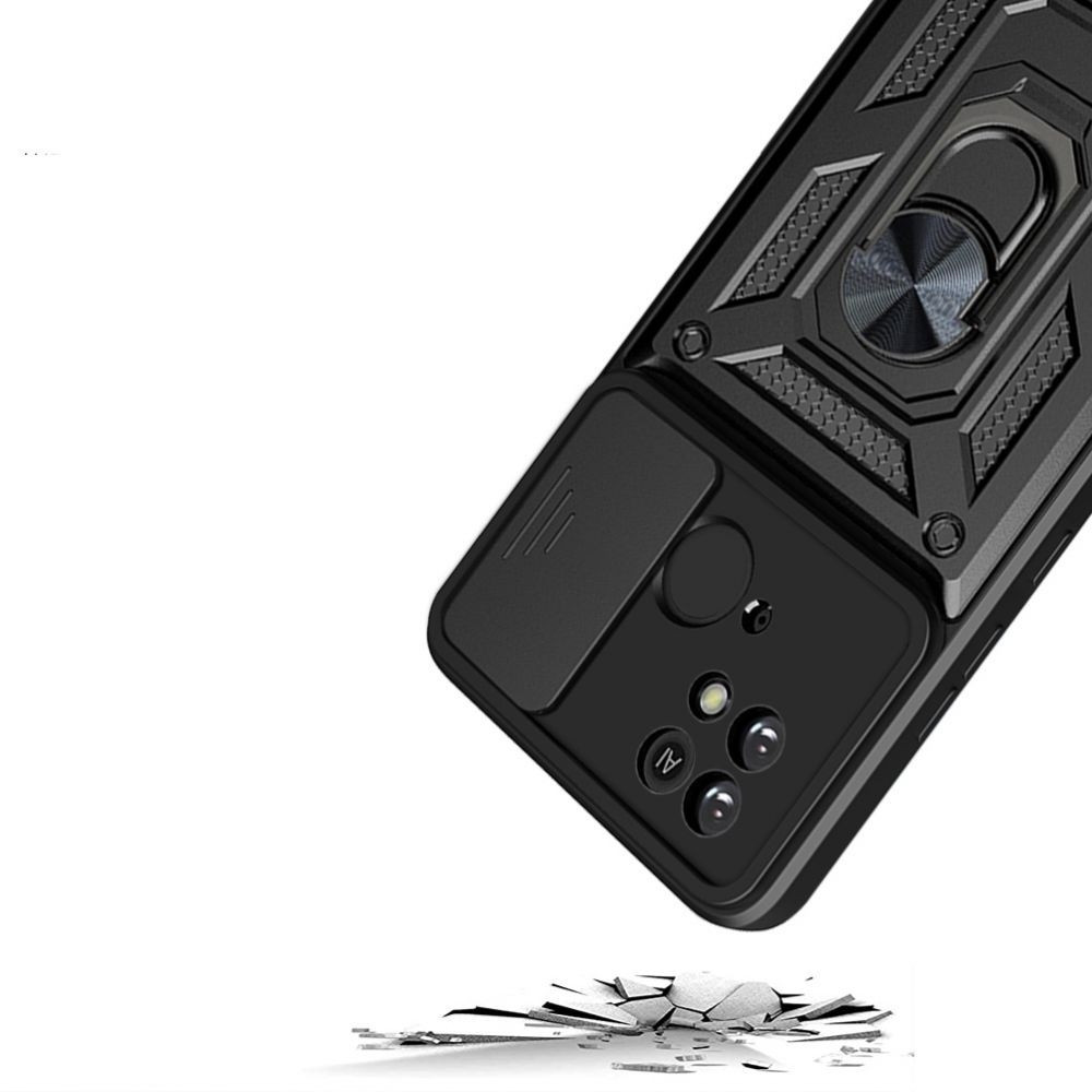 Tech-Protect Camshield Pro - Ανθεκτική Θήκη Xiaomi Redmi 10C με Κάλυμμα για την Κάμερα & Μεταλλικό Ring Holder - Black (9589046922367)