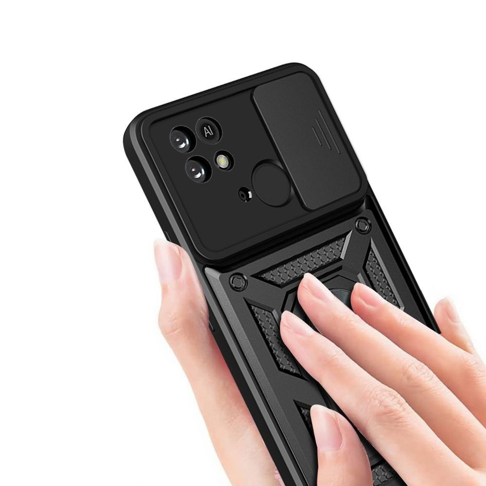 Tech-Protect Camshield Pro - Ανθεκτική Θήκη Xiaomi Redmi 10C με Κάλυμμα για την Κάμερα & Μεταλλικό Ring Holder - Black (9589046922367)