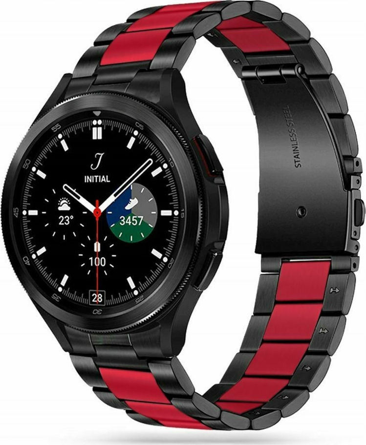 Tech-Protect Μεταλλικό Λουράκι Stainless Samsung Galaxy Watch 4 / Classic 4 (46/44/42/40mm) - Black / Red (9589046917660)
