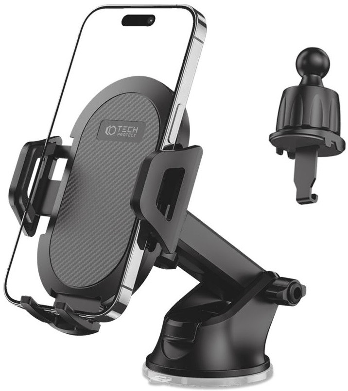 Tech-Protect V5 2in1 Dash & Vent Car Mount - Universal Βάση Κινητών με Βεντούζα & Ρυθμιζόμενο Βραχίονα για Ταμπλό / Παρμπρίζ & Αεραγωγούς Αυτοκινήτου - Black (9490713933909)