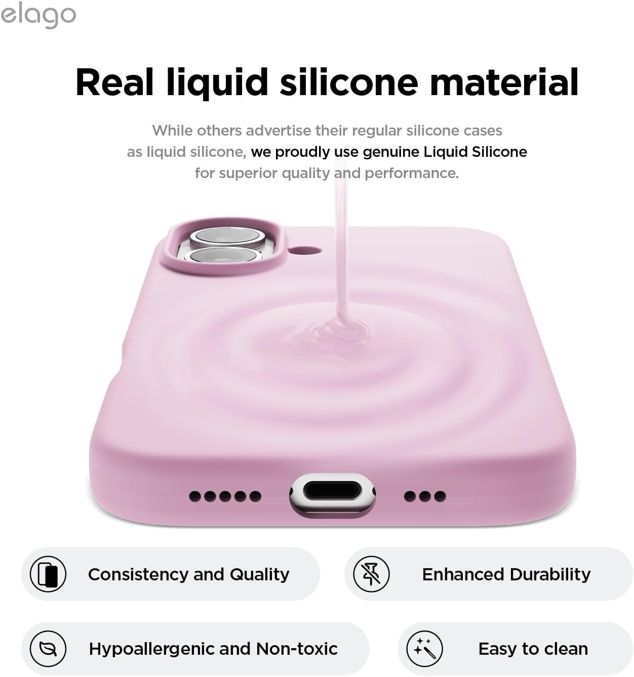 Θήκη Apple iPhone 16 - Elago Silicone Case Premium Σιλικόνης - Light Lilac (ES16SC61-LLIL)