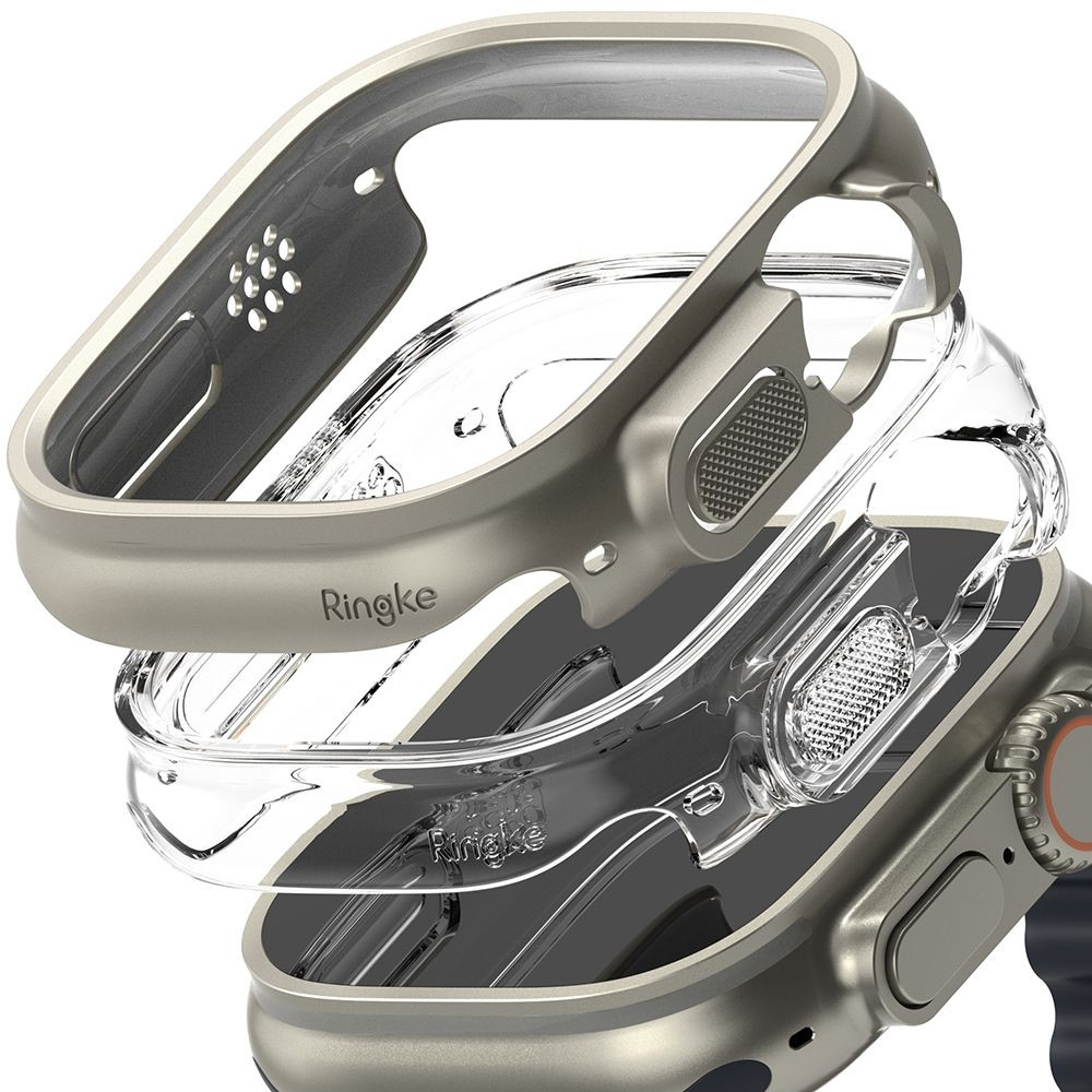 Θήκη Apple Watch Ultra 2 / Ultra 1 49mm - Ringke Slim Case Σκληρή - 2 Τεμάχια - Clear / Titanium Gray (8809881269023)