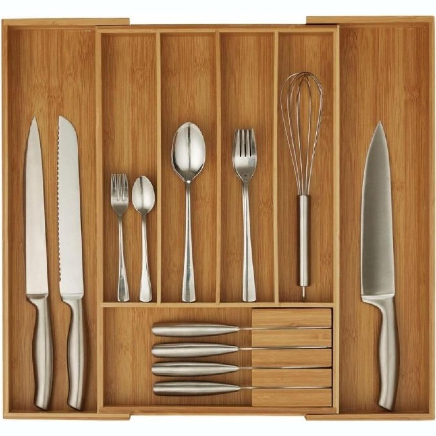 Θήκη για Μαχαιροπίρουνα Συρταριού Relaxdays Extendable Cutlery Tray Ρυθμιζόμενη από Μπαμπού - Natural (10032173)