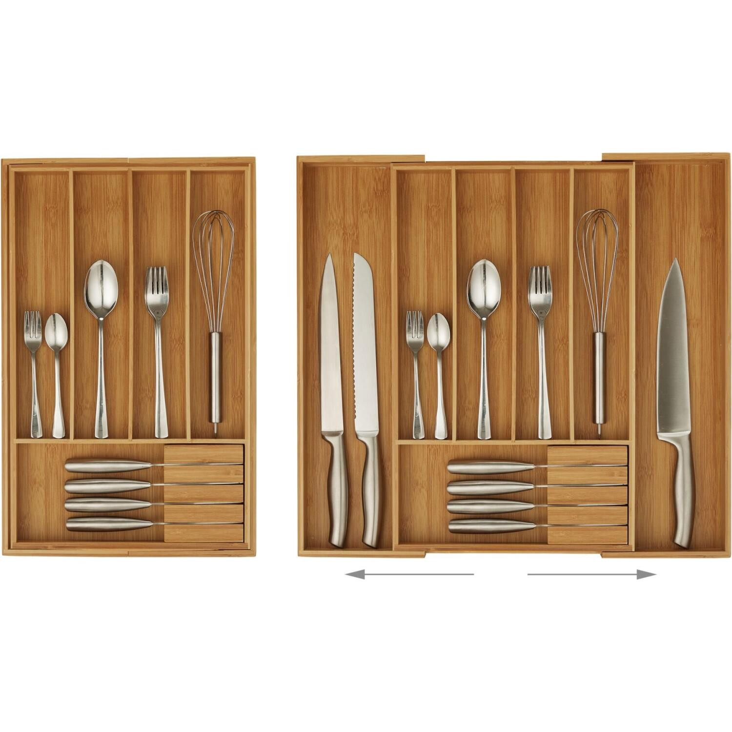 Θήκη για Μαχαιροπίρουνα Συρταριού Relaxdays Extendable Cutlery Tray Ρυθμιζόμενη από Μπαμπού - Natural (10032173)