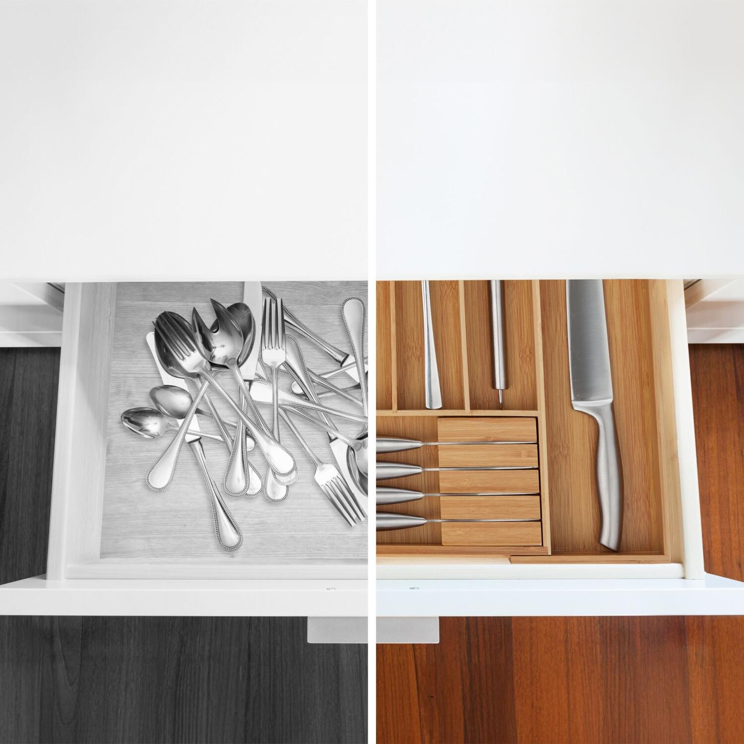 Θήκη για Μαχαιροπίρουνα Συρταριού Relaxdays Extendable Cutlery Tray Ρυθμιζόμενη από Μπαμπού - Natural (10032173)