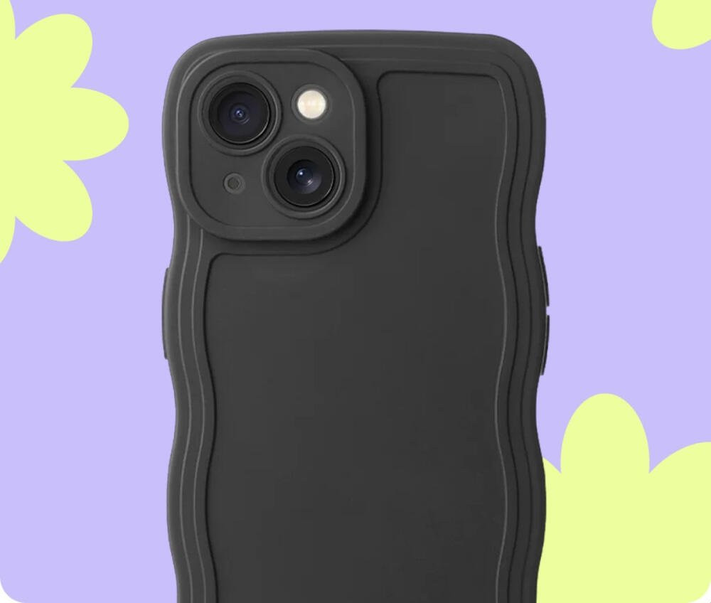 Θήκη iPhone 15 HappyCase Wavy Σιλικόνης - Black (8719246471544)