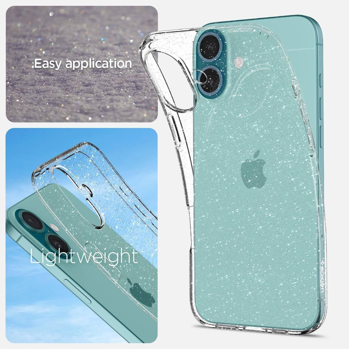 Θήκη iPhone 16 Plus Spigen Liquid Crystal Glitter Σιλικόνης - Crystal Quartz (ACS08065)