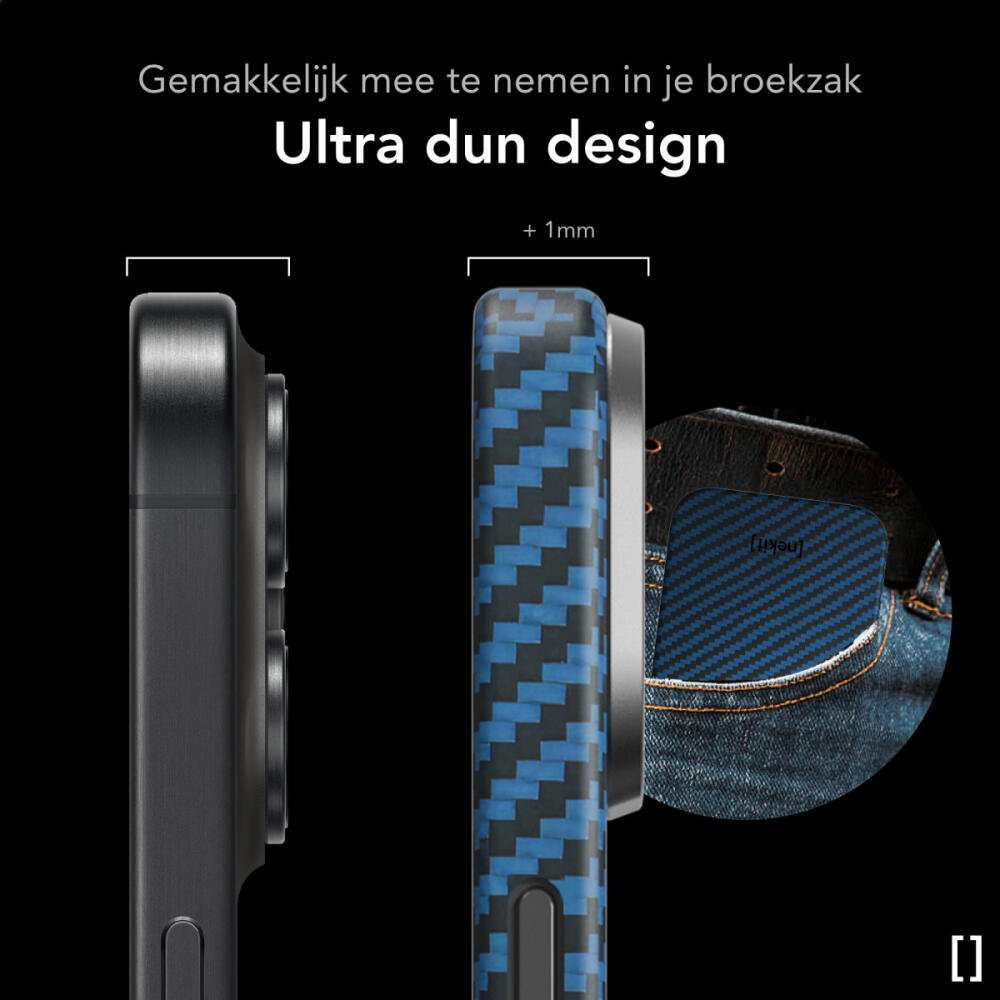 Θήκη iPhone 16 Pro Max Nekit Fiber Σκληρή με MagSafe Aramid Fiber 1mm 1500D Kevlar - Blue (8719246469558)