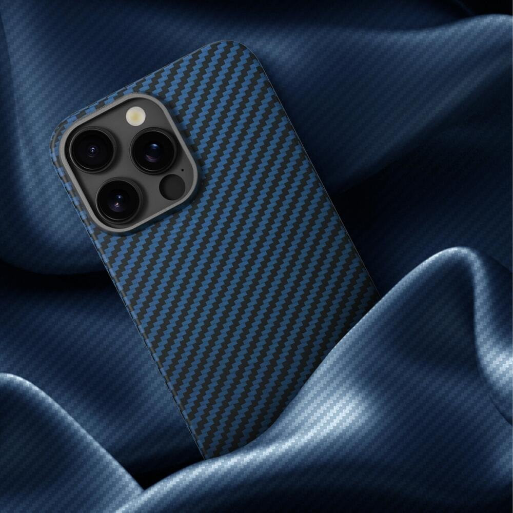 Θήκη iPhone 16 Pro Max Nekit Fiber Σκληρή με MagSafe Aramid Fiber 1mm 1500D Kevlar - Blue (8719246469558)