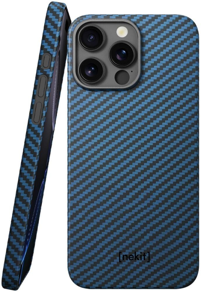 Θήκη iPhone 16 Pro Max Nekit Fiber Σκληρή με MagSafe Aramid Fiber 1mm 1500D Kevlar - Blue (8719246469558)