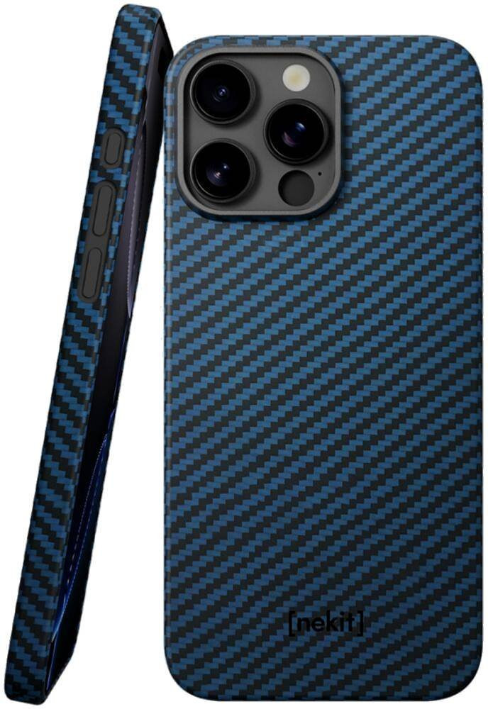 Θήκη iPhone 16 Pro Nekit Fiber Σκληρή με MagSafe Aramid Fiber 1mm 1500D Kevlar - Blue (8719246469565)