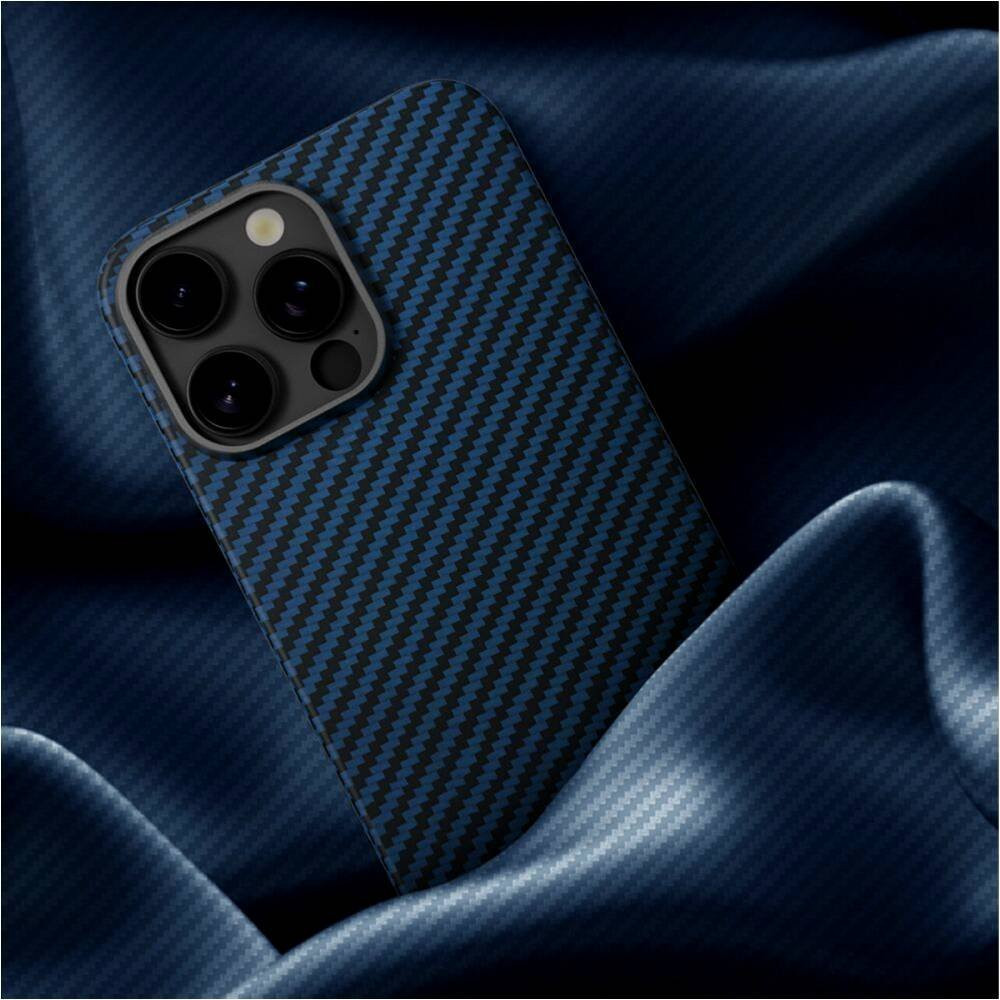 Θήκη iPhone 16 Pro Nekit Fiber Σκληρή με MagSafe Aramid Fiber 1mm 1500D Kevlar - Blue (8719246469565)