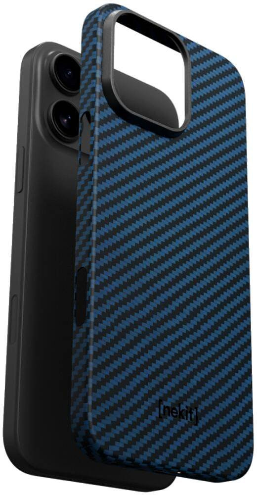 Θήκη iPhone 16 Pro Nekit Fiber Σκληρή με MagSafe Aramid Fiber 1mm 1500D Kevlar - Blue (8719246469565)