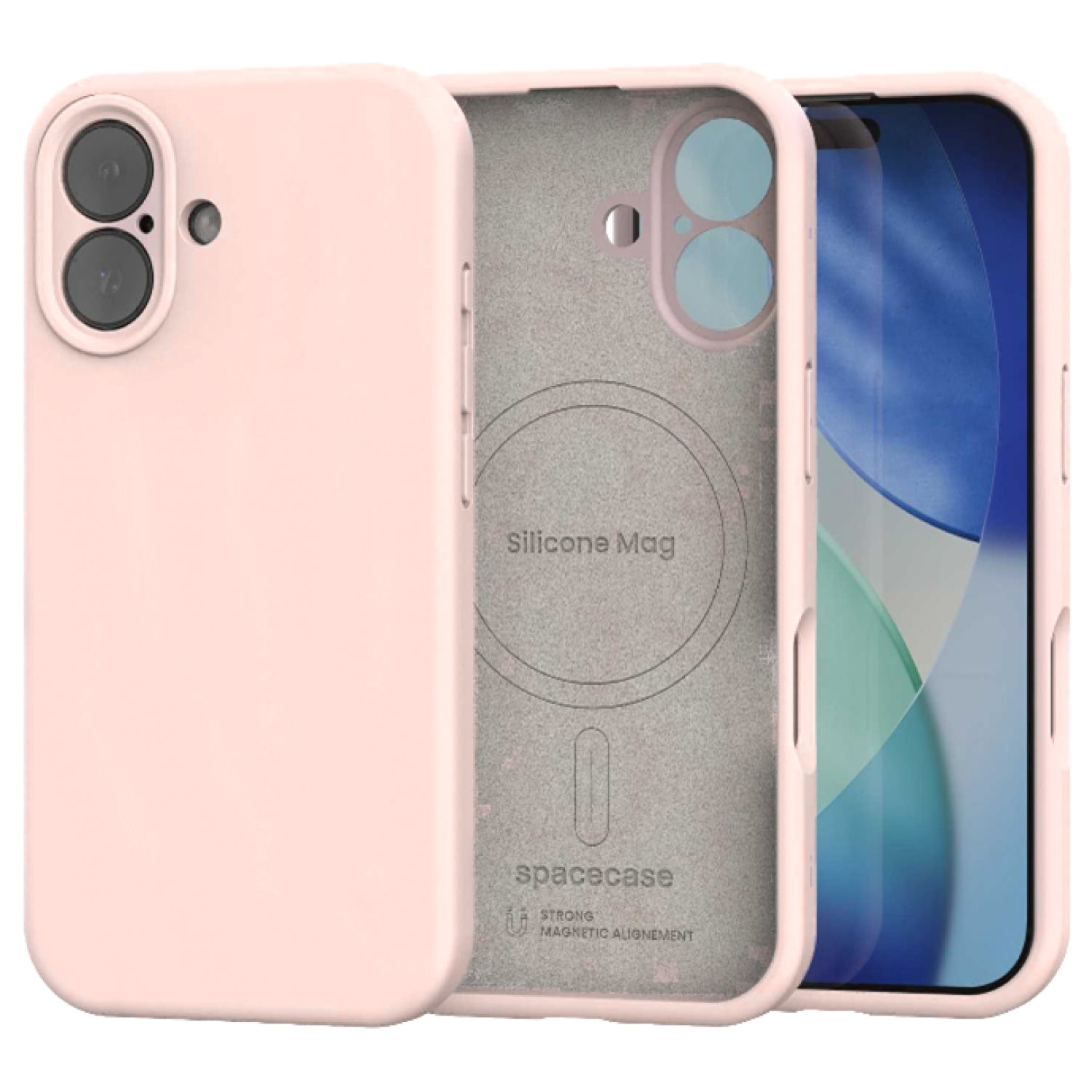Θήκη iPhone 16 Spacecase Silicone Mag Case Σιλικόνης με MagSafe - Baby Pink (5905719137960)