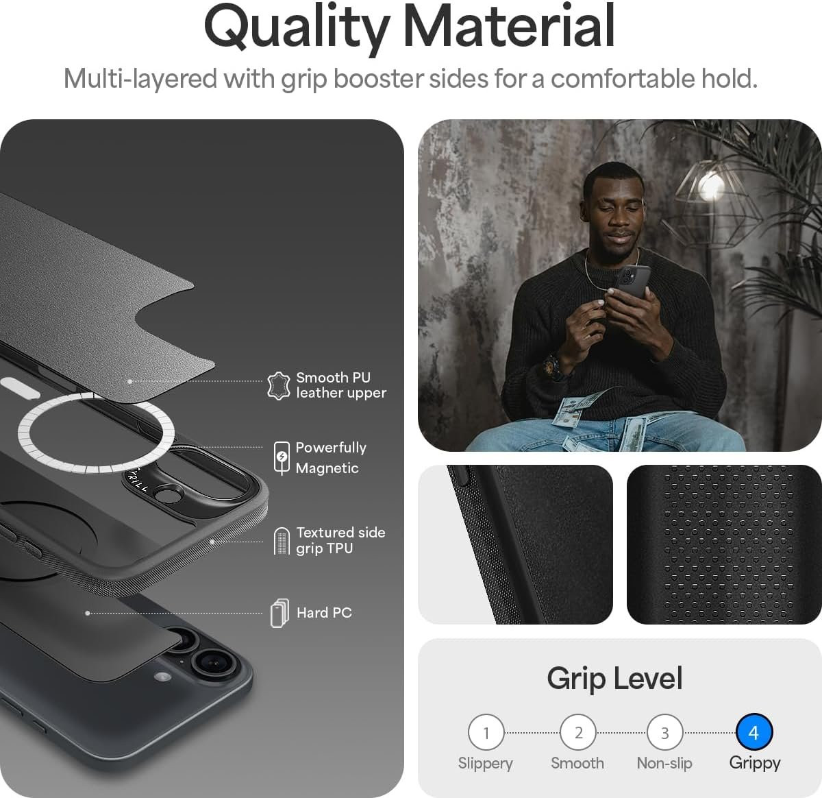 Θήκη iPhone 16 Spigen Cyrill Kajuk Mag Σκληρή με MagSafe από Vegan Δέρμα - Black (ACS08411)