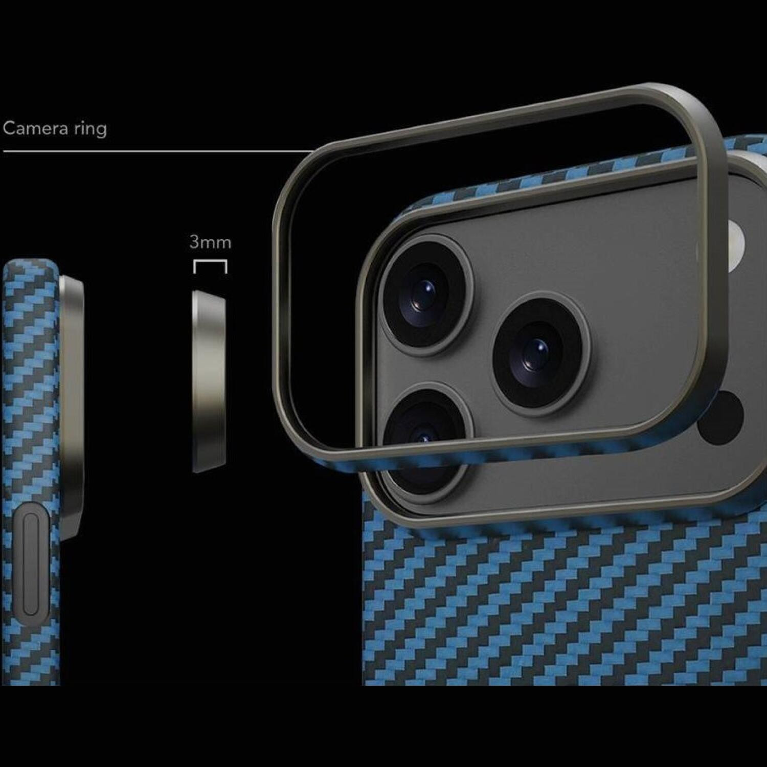 Θήκη iPhone 17 Pro Max Nekit Fiber Σκληρή με MagSafe Aramid Fiber 1mm 1500D Kevlar - Blue (8719246494611)