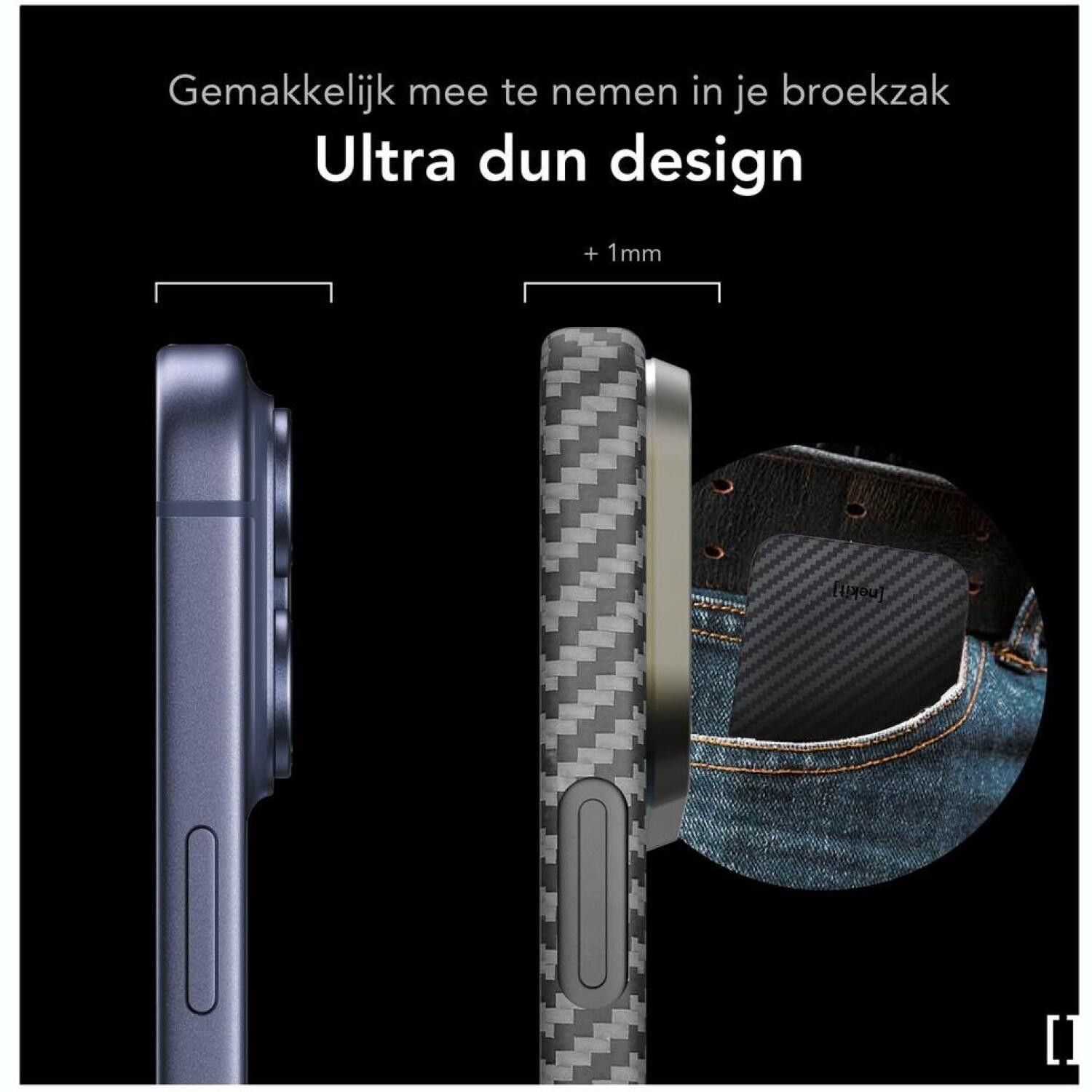 Θήκη iPhone 17 Pro Nekit Fiber Σκληρή με MagSafe Aramid Fiber 1mm 1500D Kevlar - Black (8719246494543)