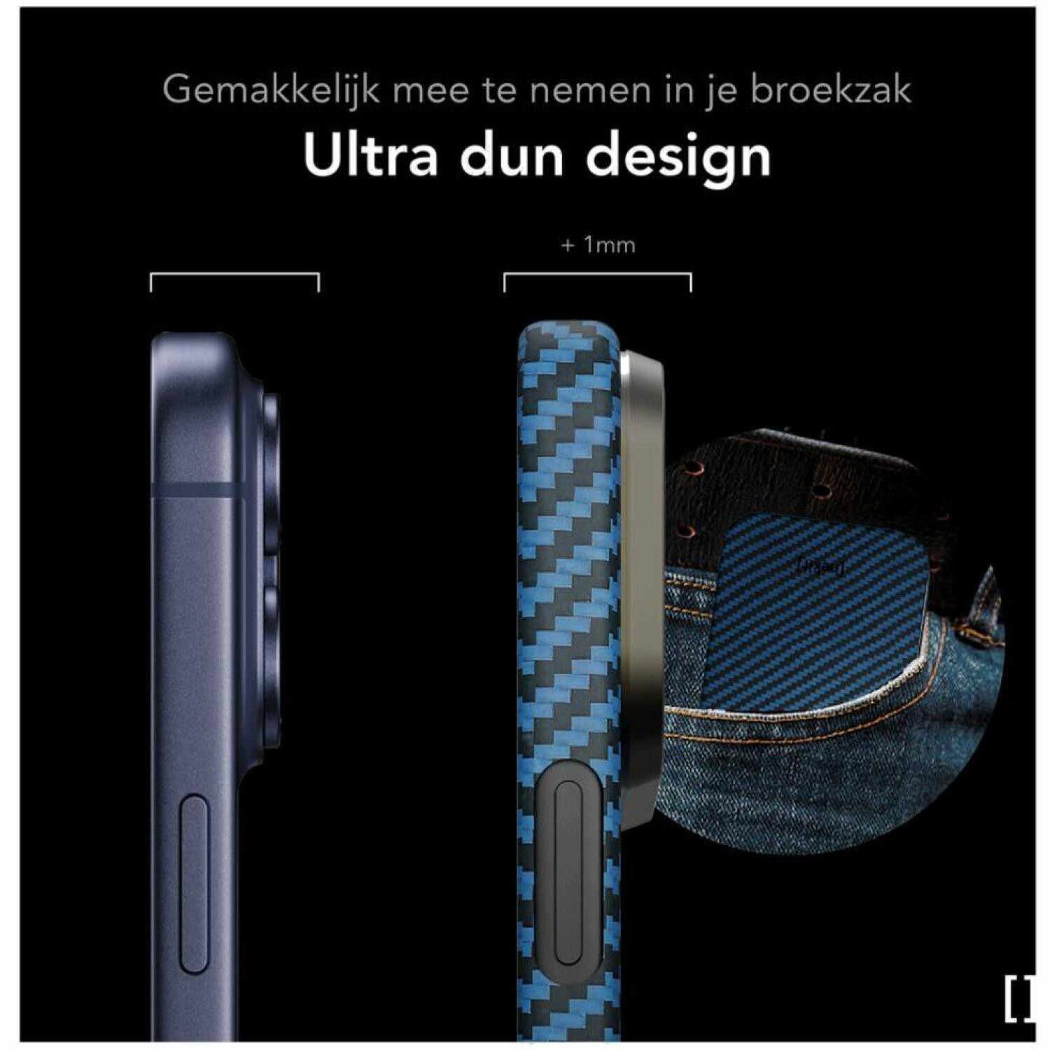 Θήκη iPhone 17 Pro Nekit Fiber Σκληρή με MagSafe Aramid Fiber 1mm 1500D Kevlar - Blue (8719246494604)