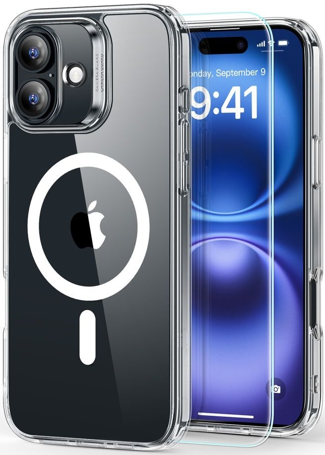 Θήκη & Αντιχαρακτικό Γυαλί Προστασίας Apple iPhone 16 Plus - ESR Classic Hybrid HaloLock Σετ Ανθεκτική με MagSafe & Tempered Glass Οθόνης - Clear (4894240243428)