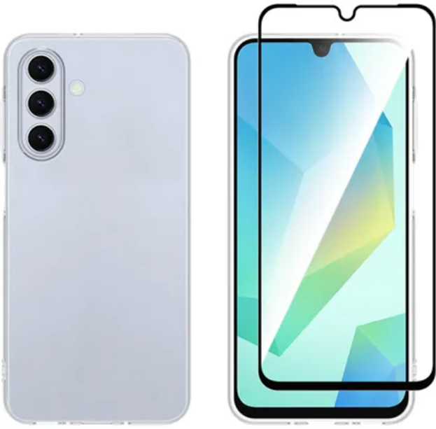 Θήκη & Tempered Glass Samsung Galaxy A26 Vivid Set Gelly Case Σετ Διάφανη Σιλικόνης & Full Face Αντιχαρακτικό Γυαλί Προστασίας Οθόνης - Transparent / Black (VIGELLY447GLASSBK)